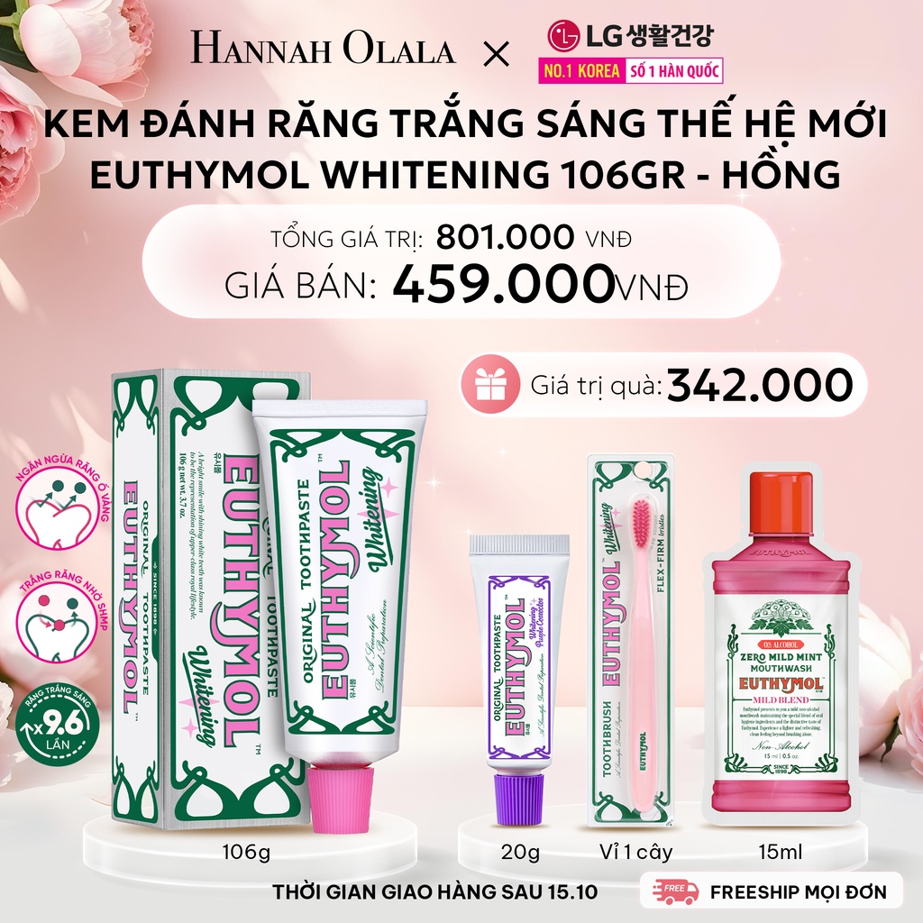  E1044: DEAL 16: [PRE-ORDER GIAO SAU 15/10] KEM ĐÁNH RĂNG TRẮNG SÁNG THẾ HỆ MỚI EUTHYMOL WHITENING 106GR - HỒNG 