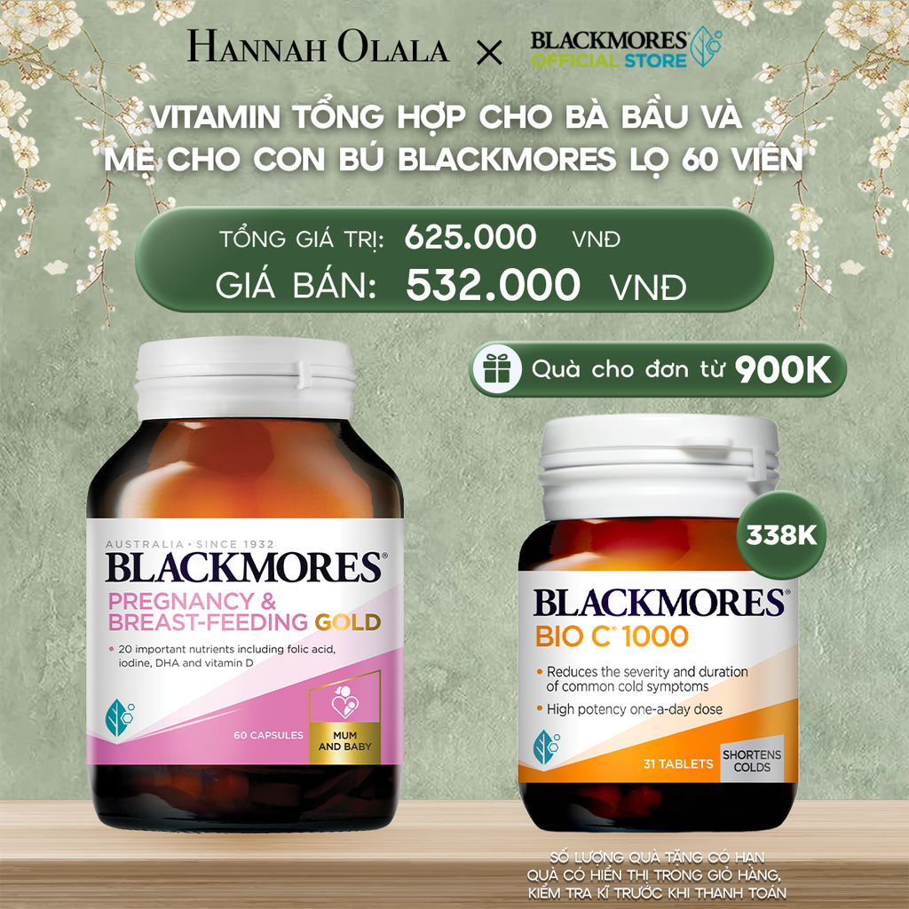 DEAL 6: VITAMIN TỔNG HỢP CHO BÀ BẦU VÀ MẸ CHO CON BÚ BLACKMORES PREGNANCY & BREAST-FEEDING GOLD LỌ 60 VIÊN 