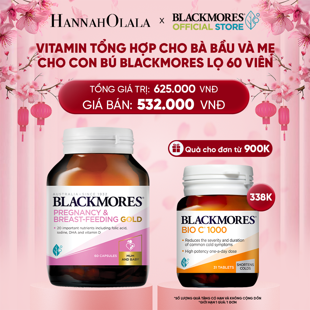  DEAL 6: VITAMIN TỔNG HỢP CHO BÀ BẦU VÀ MẸ CHO CON BÚ BLACKMORES PREGNANCY & BREAST-FEEDING GOLD LỌ 60 VIÊN 