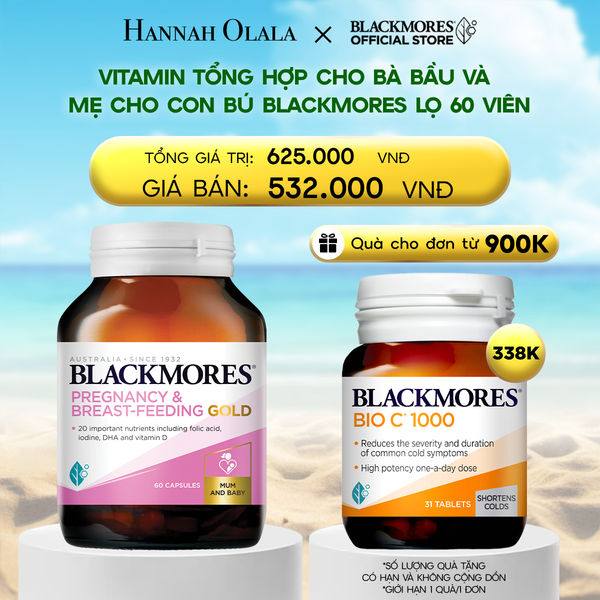  DEAL 6: VITAMIN TỔNG HỢP CHO BÀ BẦU VÀ MẸ CHO CON BÚ BLACKMORES PREGNANCY & BREAST-FEEDING GOLD LỌ 60 VIÊN 