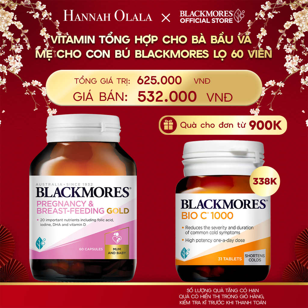  DEAL 6: VITAMIN TỔNG HỢP CHO BÀ BẦU VÀ MẸ CHO CON BÚ BLACKMORES PREGNANCY & BREAST-FEEDING GOLD LỌ 60 VIÊN 