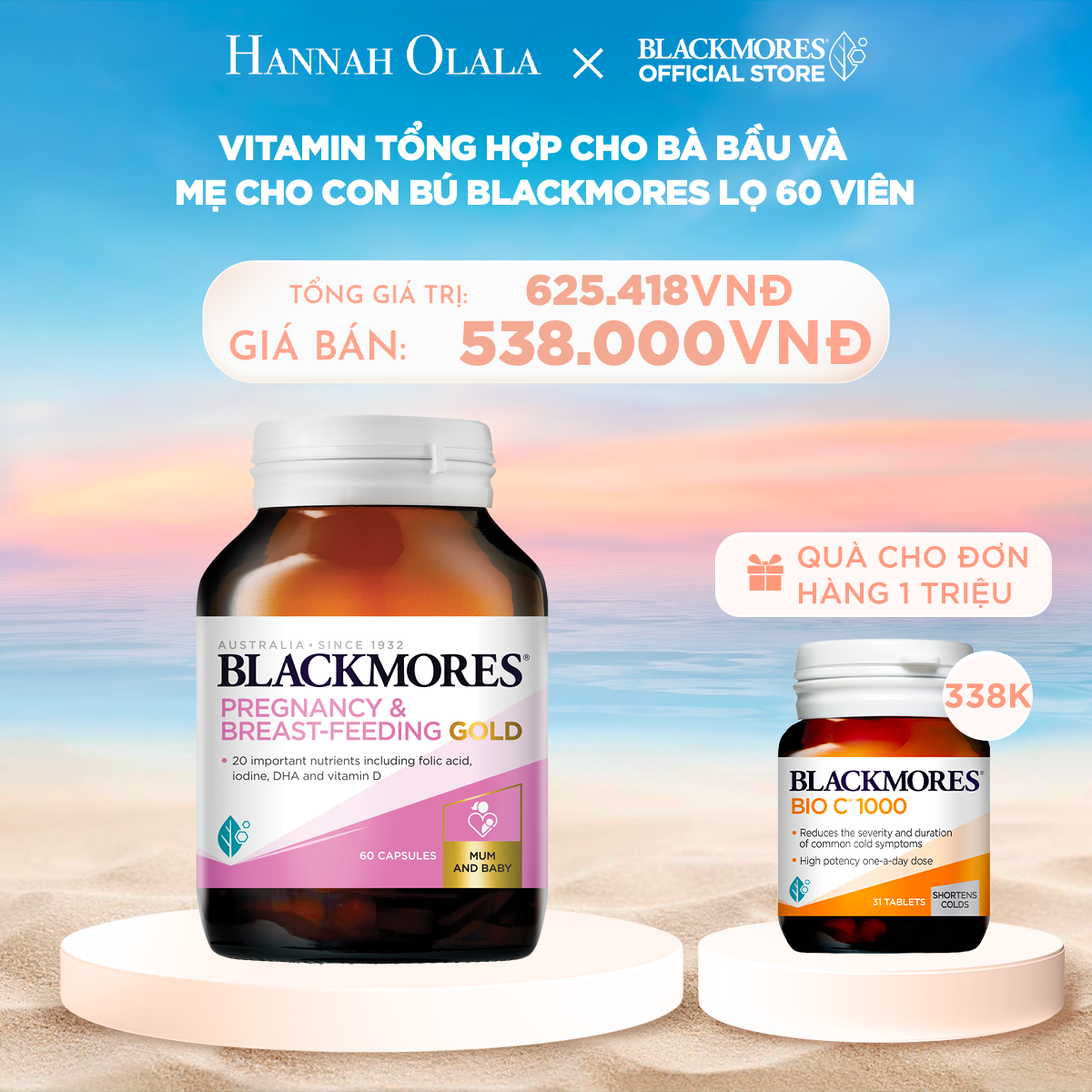  C662_DEAL 6: VITAMIN TỔNG HỢP CHO BÀ BẦU VÀ MẸ CHO CON BÚ BLACKMORES PREGNANCY & BREAST-FEEDING GOLD LỌ 60 VIÊN 