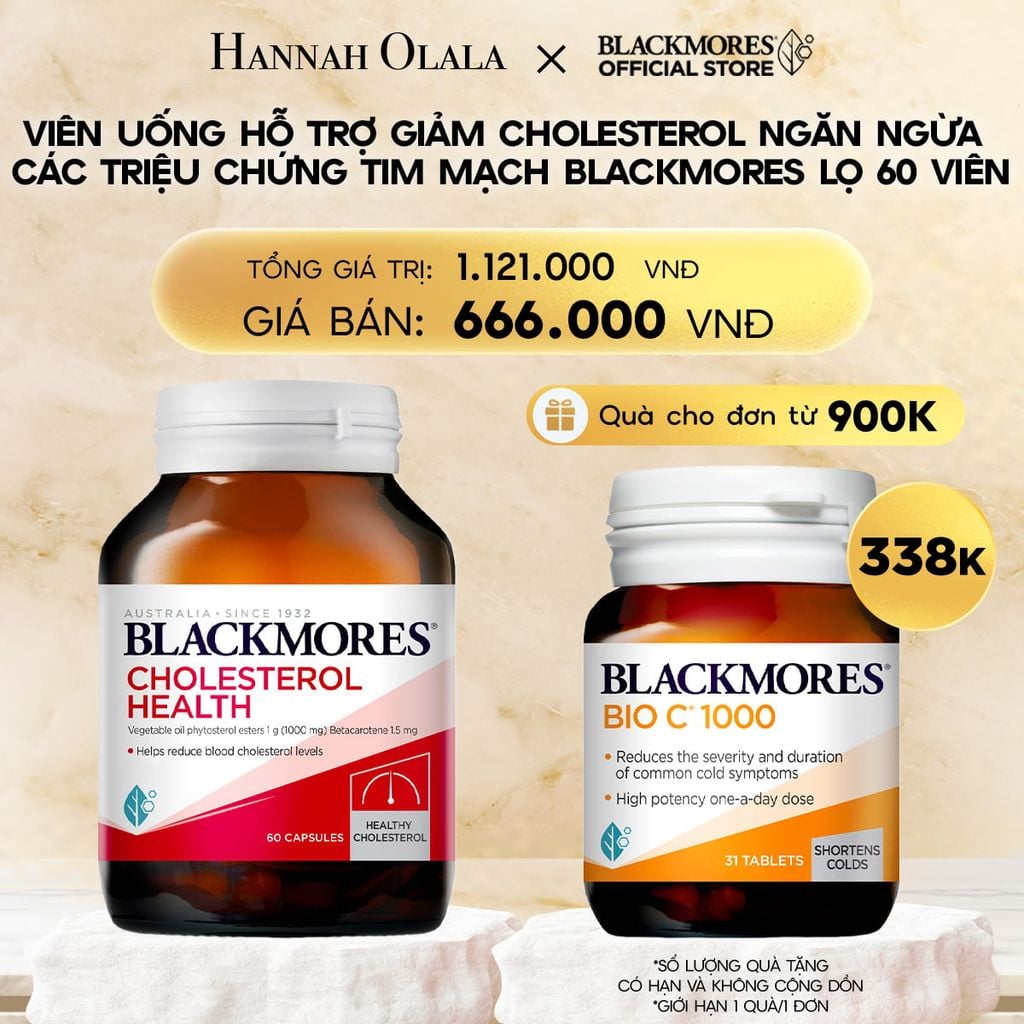 VIÊN UỐNG HỖ TRỢ GIẢM CHOLESTEROL NGĂN NGỪA CÁC TRIỆU CHỨNG TIM MẠCH BLACKMORES CHOLESTEROL HEALTH LỌ 60 VIÊN 
