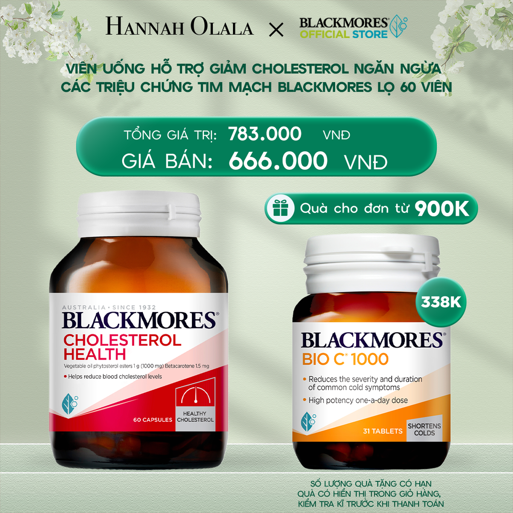  DEAL 7: VIÊN UỐNG HỖ TRỢ GIẢM CHOLESTEROL NGĂN NGỪA CÁC TRIỆU CHỨNG TIM MẠCH BLACKMORES CHOLESTEROL HEALTH LỌ 60 VIÊN 