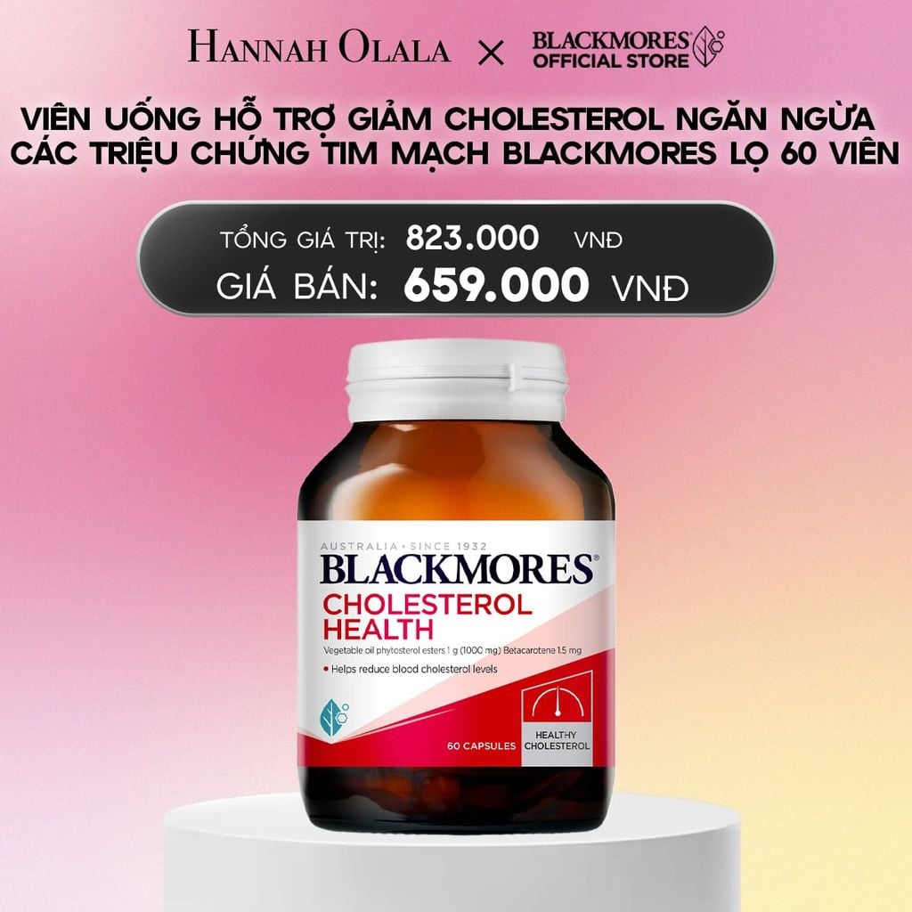  VIÊN UỐNG HỖ TRỢ GIẢM CHOLESTEROL NGĂN NGỪA CÁC TRIỆU CHỨNG TIM MẠCH BLACKMORES CHOLESTEROL HEALTH LỌ 60 VIÊN_A2083 