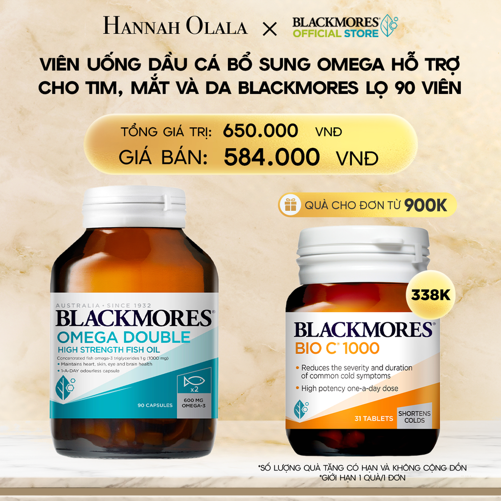  DEAL 1: VIÊN UỐNG DẦU CÁ BỔ SUNG OMEGA HỖ TRỢ CHO TIM, MẮT VÀ DA BLACKMORES DOUBLE OMEGA HIGH STRENGTH LỌ 90 VIÊN 