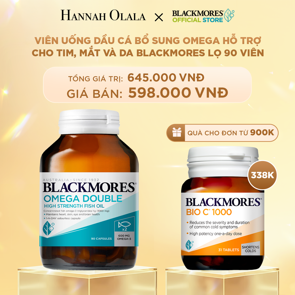  C211_DEAL 1: VIÊN UỐNG DẦU CÁ BỔ SUNG OMEGA HỖ TRỢ CHO TIM, MẮT VÀ DA BLACKMORES DOUBLE OMEGA HIGH STRENGTH LỌ 90 VIÊN 