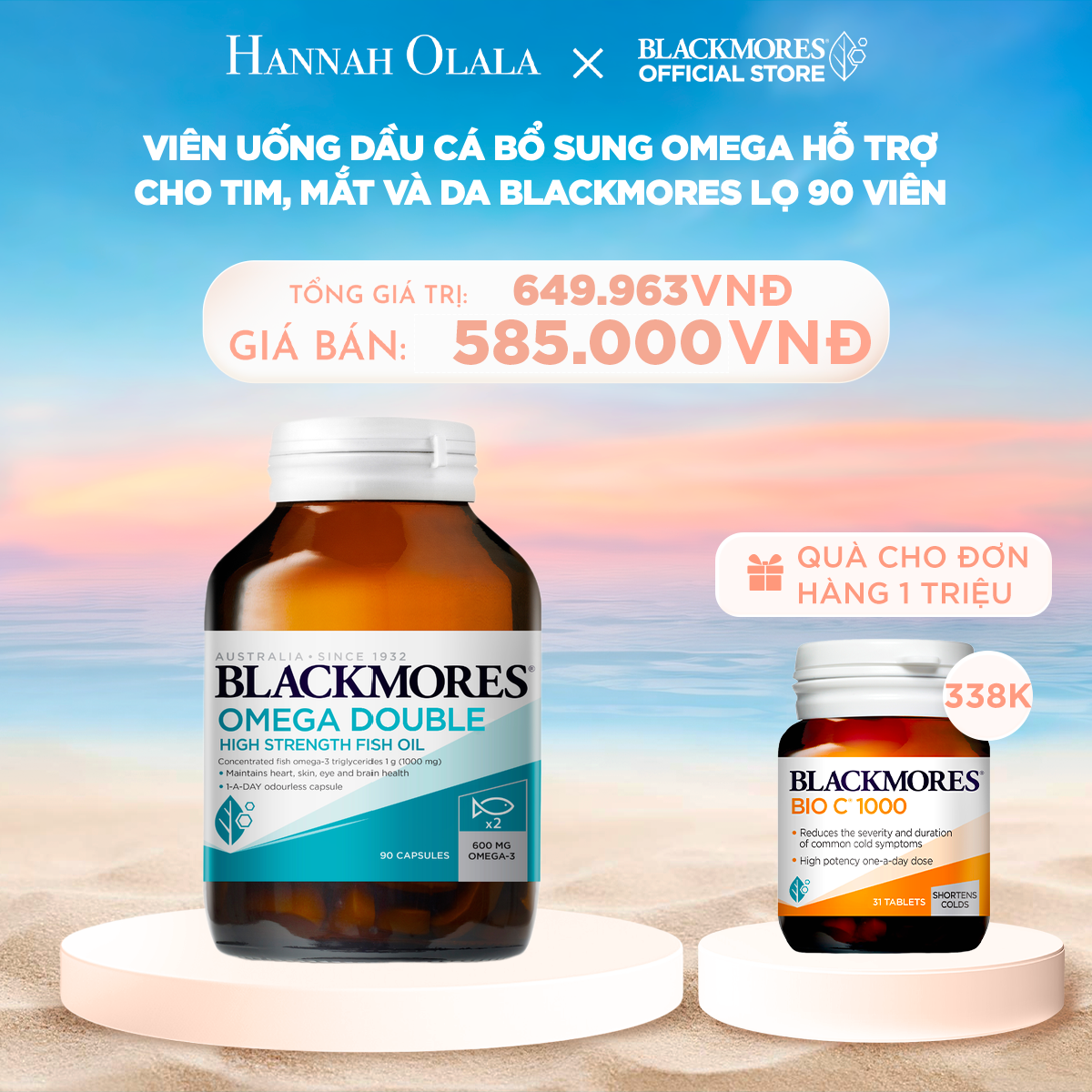  C660_DEAL 1: VIÊN UỐNG DẦU CÁ BỔ SUNG OMEGA HỖ TRỢ CHO TIM, MẮT VÀ DA BLACKMORES DOUBLE OMEGA HIGH STRENGTH LỌ 90 VIÊN 