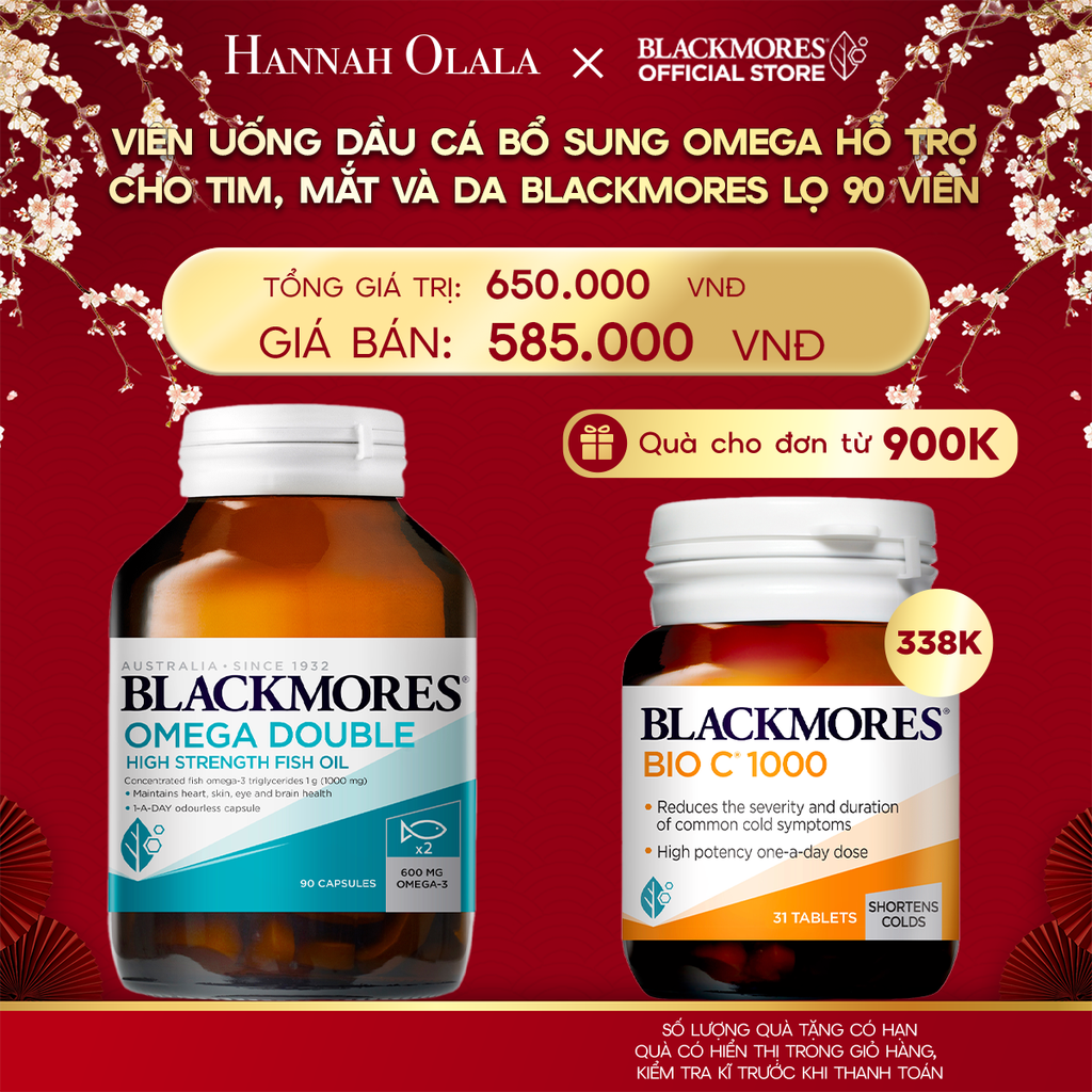  DEAL 1: VIÊN UỐNG DẦU CÁ BỔ SUNG OMEGA HỖ TRỢ CHO TIM, MẮT VÀ DA BLACKMORES DOUBLE OMEGA HIGH STRENGTH LỌ 90 VIÊN 