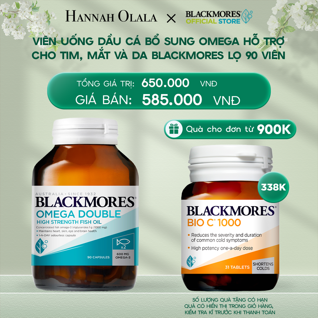  DEAL 1: VIÊN UỐNG DẦU CÁ BỔ SUNG OMEGA HỖ TRỢ CHO TIM, MẮT VÀ DA BLACKMORES DOUBLE OMEGA HIGH STRENGTH LỌ 90 VIÊN 