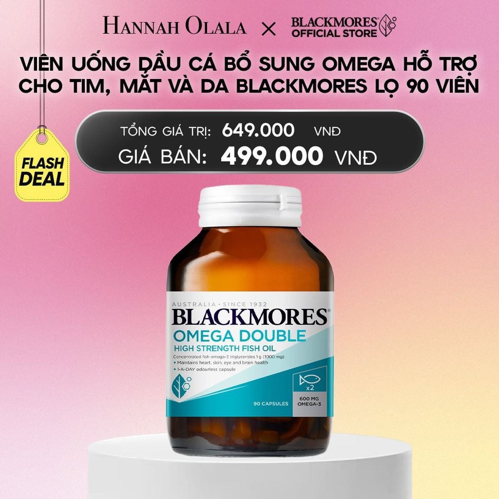  VIÊN UỐNG DẦU CÁ BỔ SUNG OMEGA HỖ TRỢ CHO TIM, MẮT VÀ DA BLACKMORES DOUBLE OMEGA HIGH STRENGTH LỌ 90 VIÊN - FLASH DEAL_A2085 