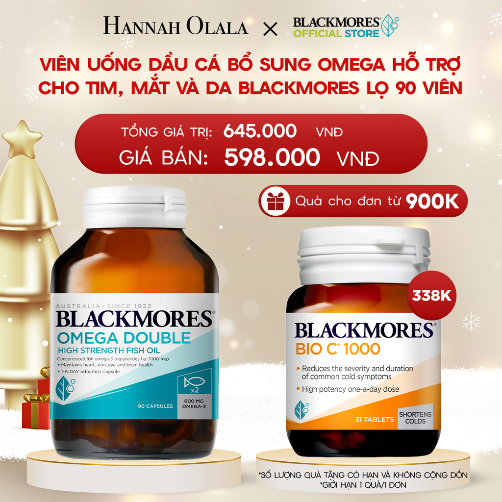  DEAL 1: VIÊN UỐNG DẦU CÁ BỔ SUNG OMEGA HỖ TRỢ CHO TIM, MẮT VÀ DA BLACKMORES DOUBLE OMEGA HIGH STRENGTH LỌ 90 VIÊN 