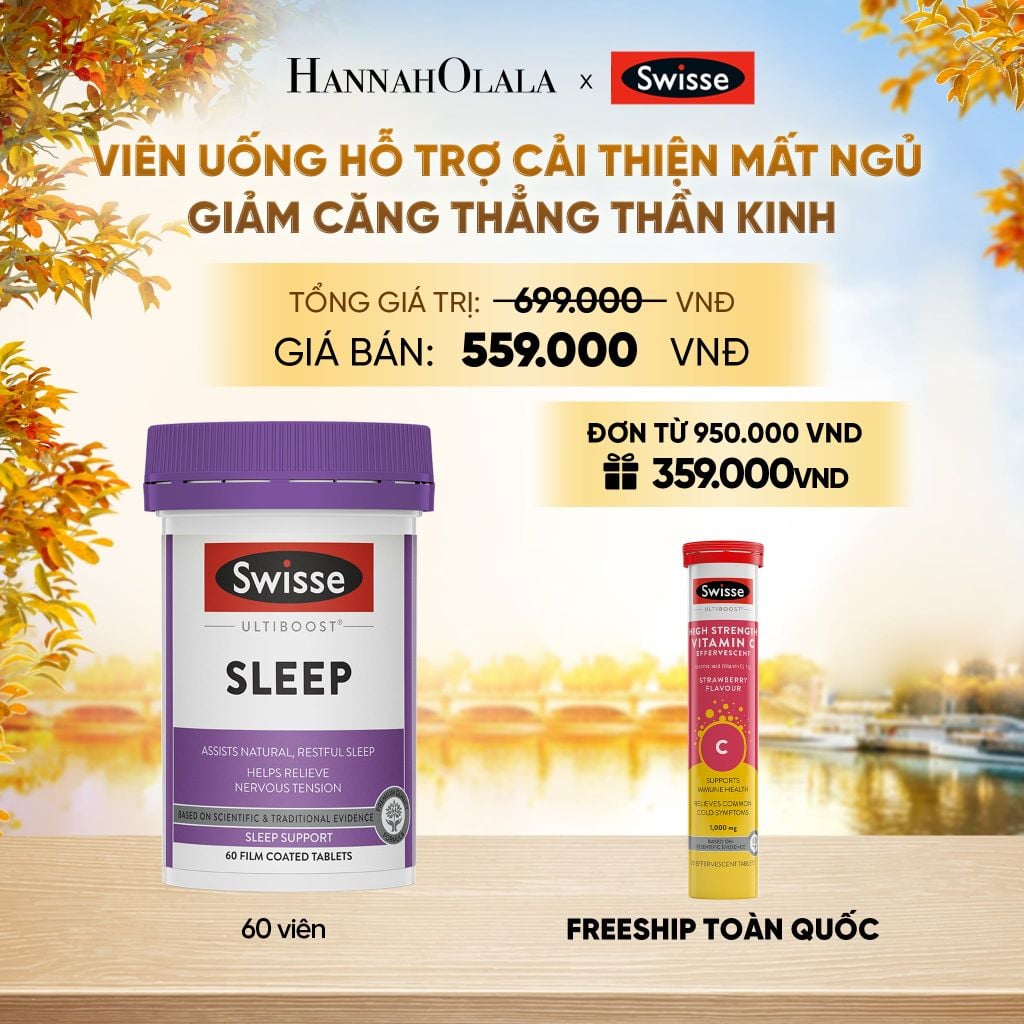  VIÊN UỐNG HỖ TRỢ CẢI THIỆN MẤT NGỦ GIẢM CĂNG THẲNG THẦN KINH SWISSE ULTIBOOST SLEEP (60 VIÊN) - E855 