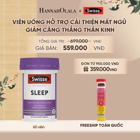  VIÊN UỐNG HỖ TRỢ CẢI THIỆN MẤT NGỦ GIẢM CĂNG THẲNG THẦN KINH SWISSE ULTIBOOST SLEEP (60 VIÊN) - A89 