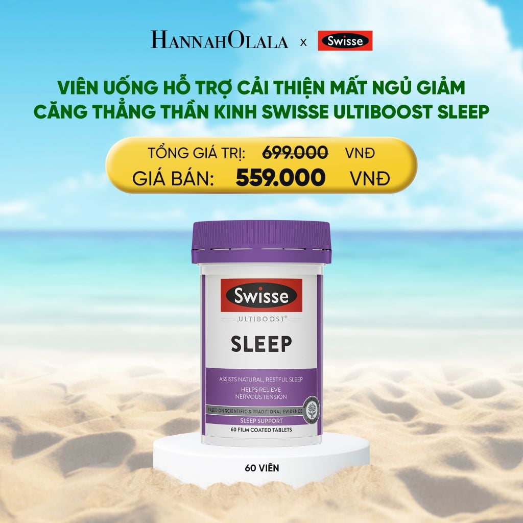  DEAL 4: VIÊN UỐNG HỖ TRỢ CẢI THIỆN MẤT NGỦ GIẢM CĂNG THẲNG THẦN KINH SWISSE ULTIBOOST SLEEP (60 VIÊN) 