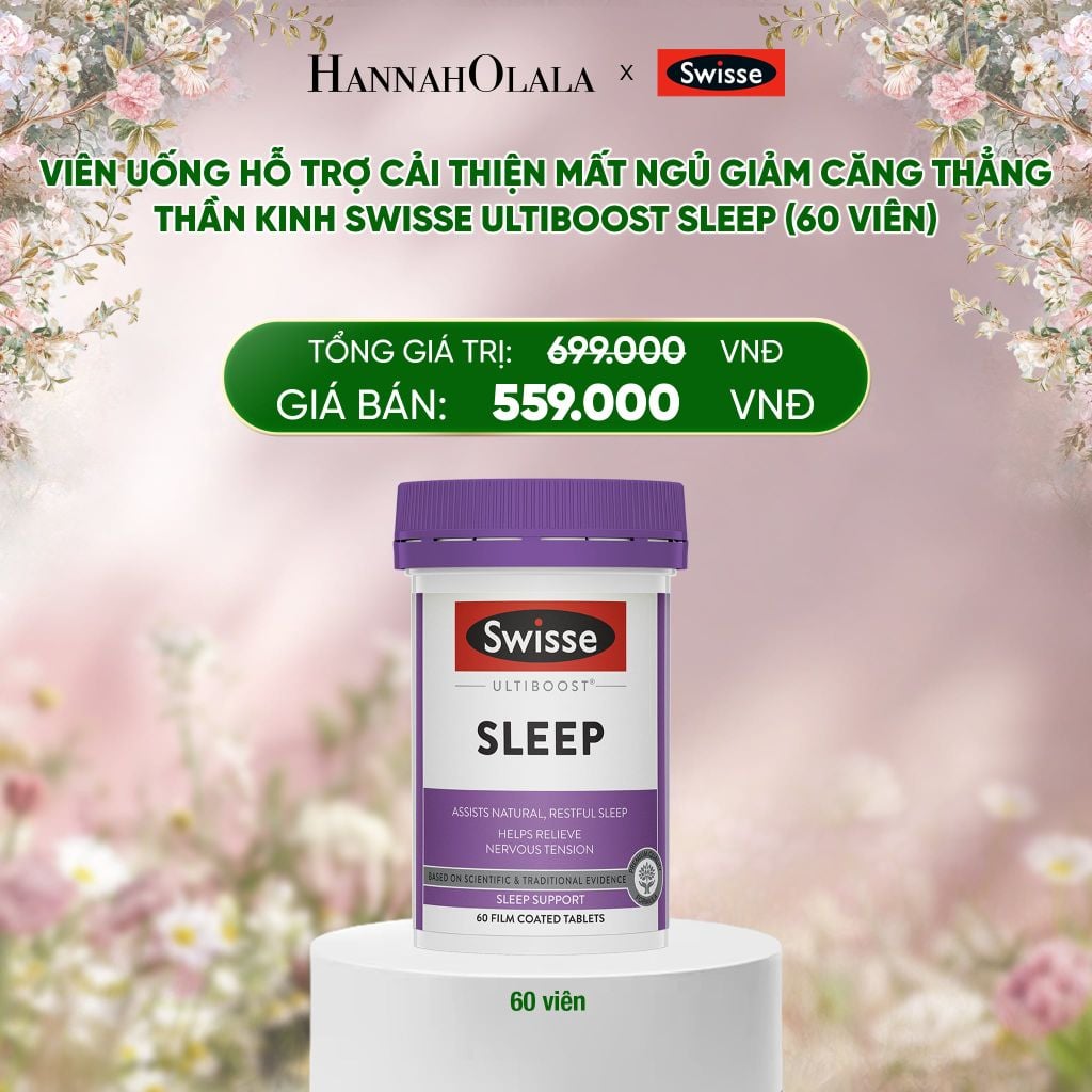  DEAL 4: VIÊN UỐNG HỖ TRỢ CẢI THIỆN MẤT NGỦ GIẢM CĂNG THẲNG THẦN KINH SWISSE ULTIBOOST SLEEP (60 VIÊN) 