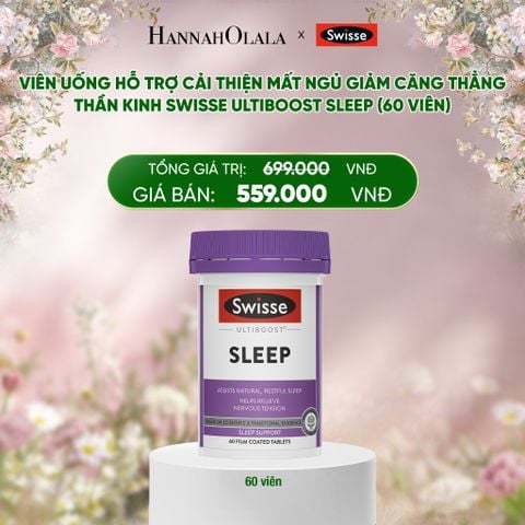  DEAL 4: VIÊN UỐNG HỖ TRỢ CẢI THIỆN MẤT NGỦ GIẢM CĂNG THẲNG THẦN KINH SWISSE ULTIBOOST SLEEP (60 VIÊN) 