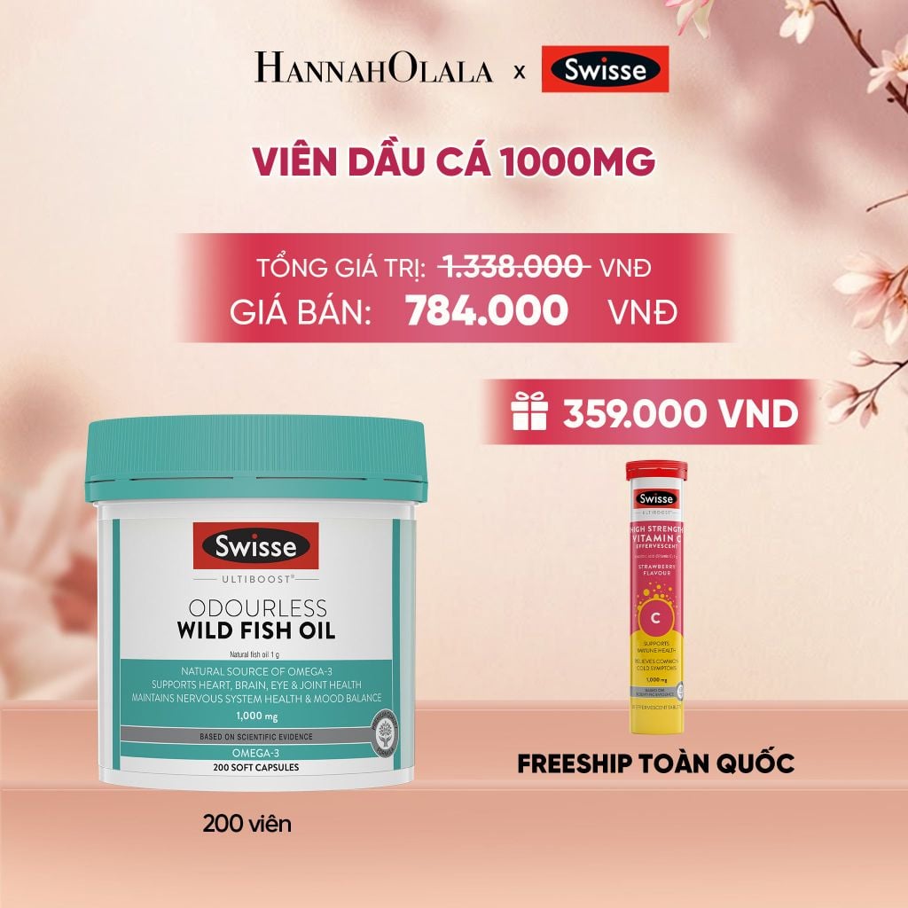  VIÊN DẦU CÁ SWISSE ULTIBOOST ODOURLESS WILD FISH OIL 1000MG (200 VIÊN) _ DEAL 2 - A248 