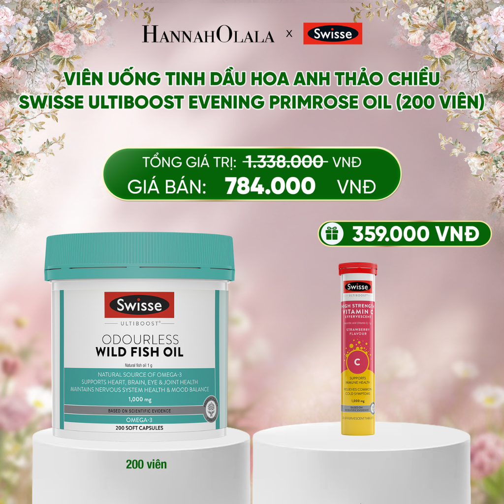  DEAL 2: VIÊN DẦU CÁ SWISSE ULTIBOOST ODOURLESS WILD FISH OIL 1000MG (200 VIÊN) 