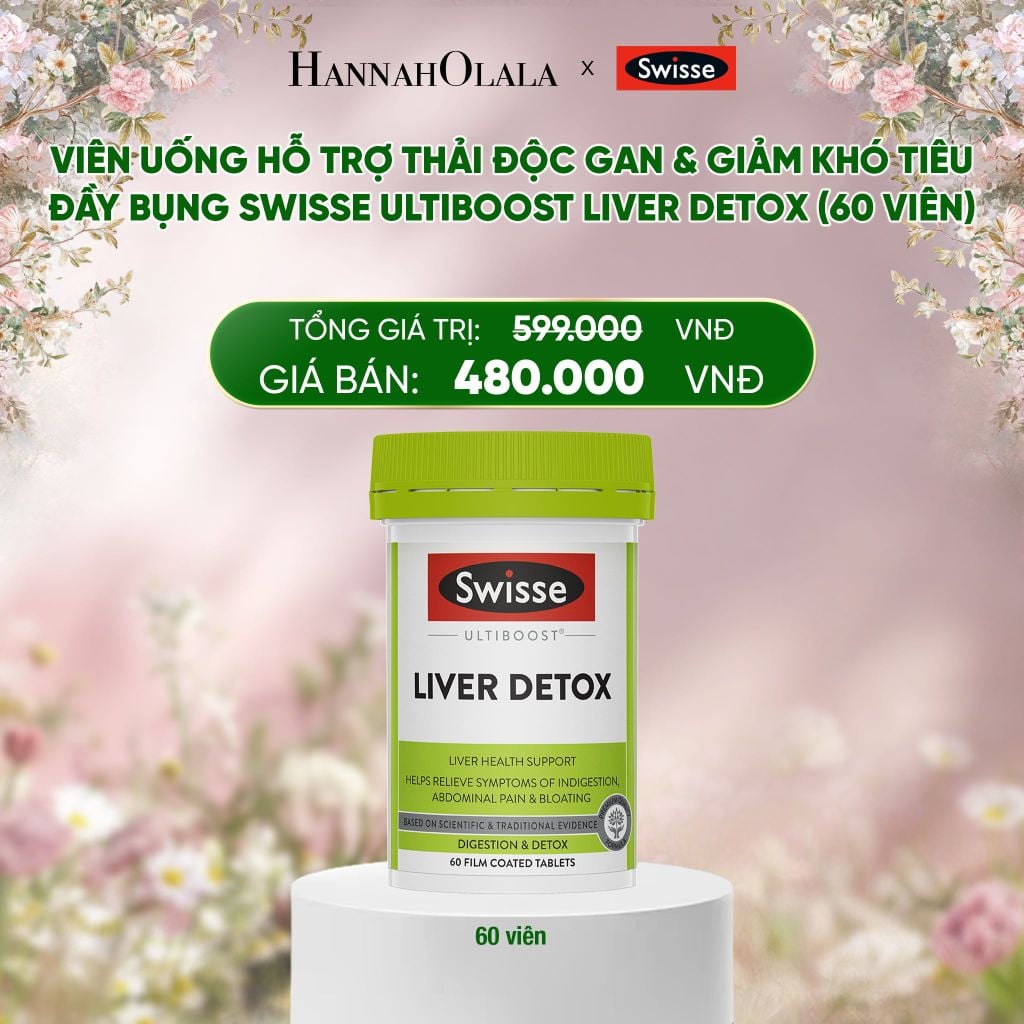  DEAL 3: VIÊN UỐNG HỖ TRỢ THẢI ĐỘC GAN & GIẢM KHÓ TIÊU ĐẦY BỤNG SWISSE ULTIBOOST LIVER DETOX (60 VIÊN) 
