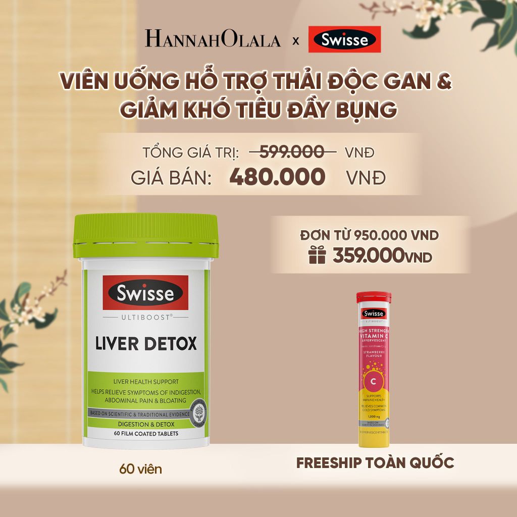  VIÊN UỐNG HỖ TRỢ THẢI ĐỘC GAN & GIẢM KHÓ TIÊU ĐẦY BỤNG SWISSE ULTIBOOST LIVER DETOX (60 VIÊN) - A88 