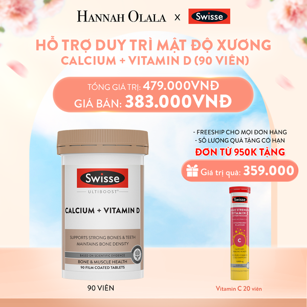  A828_DEAL 5: VIÊN UỐNG HỖ TRỢ DUY TRÌ MẬT ĐỘ XƯƠNG SWISSE ULTIBOOST CALCIUM + VITAMIN D (90 VIÊN) 