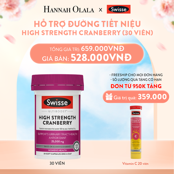  A830_DEAL 7: VIÊN UỐNG HỖ TRỢ ĐƯỜNG TIẾT NIỆU SWISSE ULTIBOOST HIGH STRENGTH CRANBERRY (30 VIÊN NANG) 