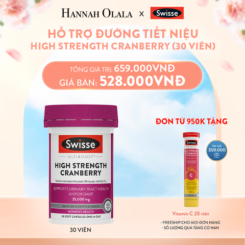  A830_DEAL 7: VIÊN UỐNG HỖ TRỢ ĐƯỜNG TIẾT NIỆU SWISSE ULTIBOOST HIGH STRENGTH CRANBERRY (30 VIÊN NANG) 
