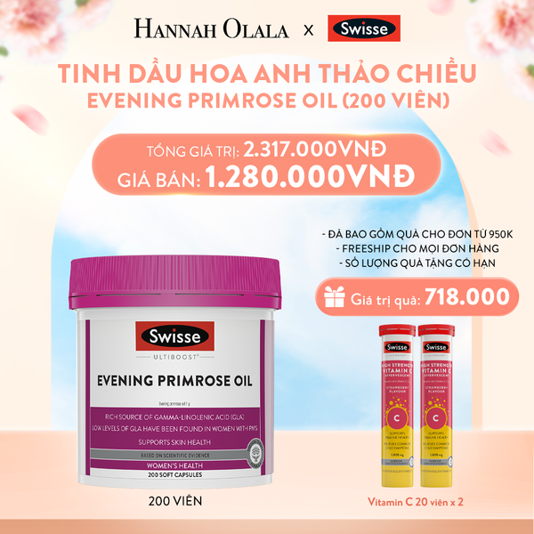  A819_DEAL 1: VIÊN UỐNG TINH DẦU HOA ANH THẢO CHIỀU SWISSE ULTIBOOST EVENING PRIMROSE OIL (200 VIÊN) 