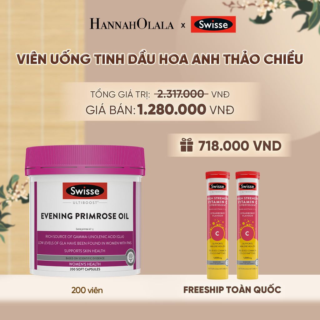  VIÊN UỐNG TINH DẦU HOA ANH THẢO CHIỀU SWISSE ULTIBOOST EVENING PRIMROSE OIL (200 VIÊN) - A80 