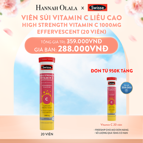  A829_DEAL 6: VIÊN SỦI VITAMIN C LIỀU CAO SWISSE HIGH STRENGTH VITAMIN C 1000MG EFFERVESCENT (20 VIÊN) 