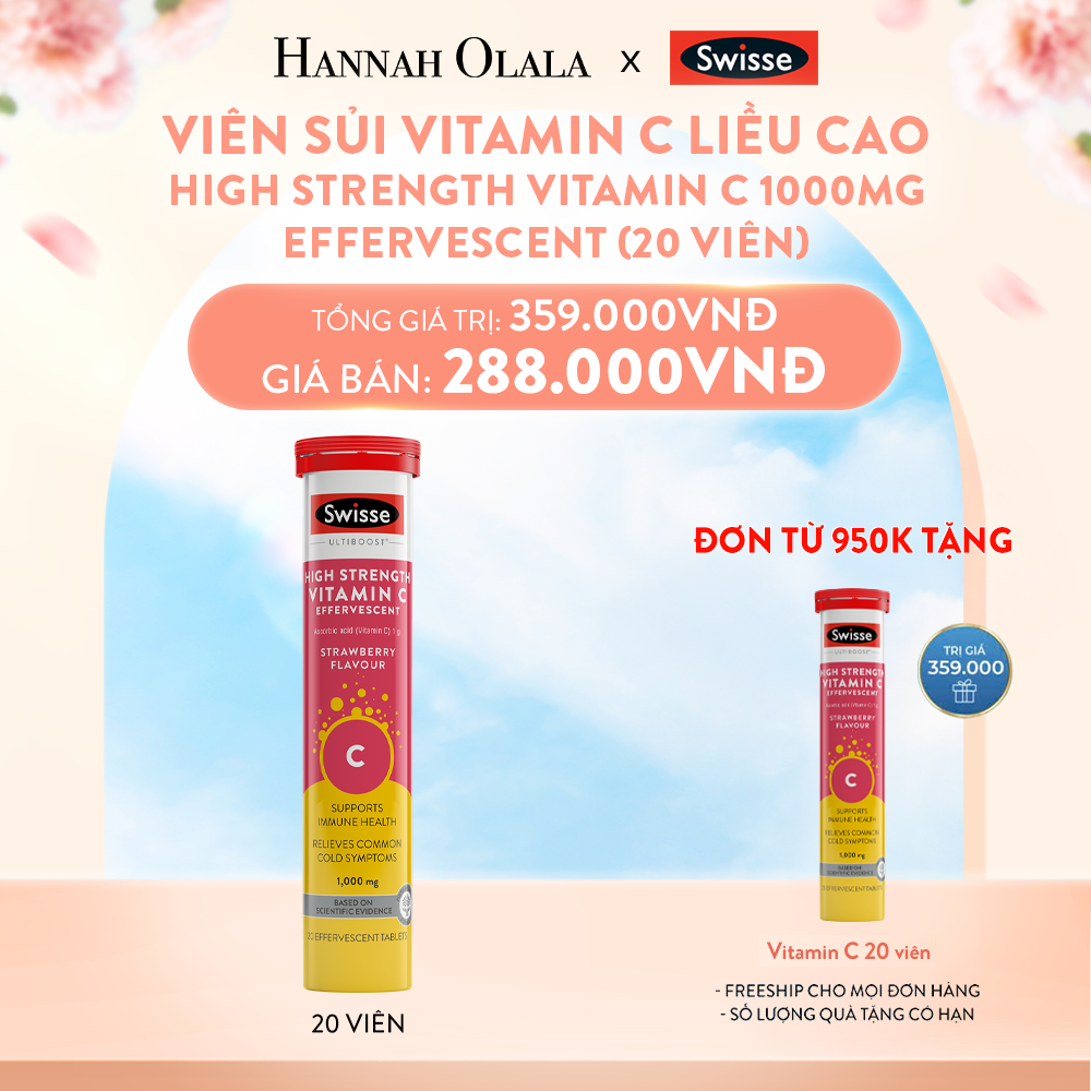  A829_DEAL 6: VIÊN SỦI VITAMIN C LIỀU CAO SWISSE HIGH STRENGTH VITAMIN C 1000MG EFFERVESCENT (20 VIÊN) 