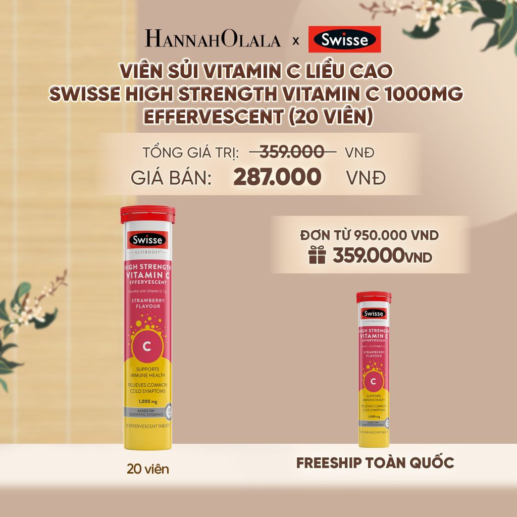  VIÊN SỦI VITAMIN C LIỀU CAO SWISSE HIGH STRENGTH VITAMIN C 1000MG EFFERVESCENT (20 VI - A83 
