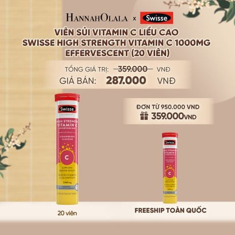  VIÊN SỦI VITAMIN C LIỀU CAO SWISSE HIGH STRENGTH VITAMIN C 1000MG EFFERVESCENT (20 VI - A83 