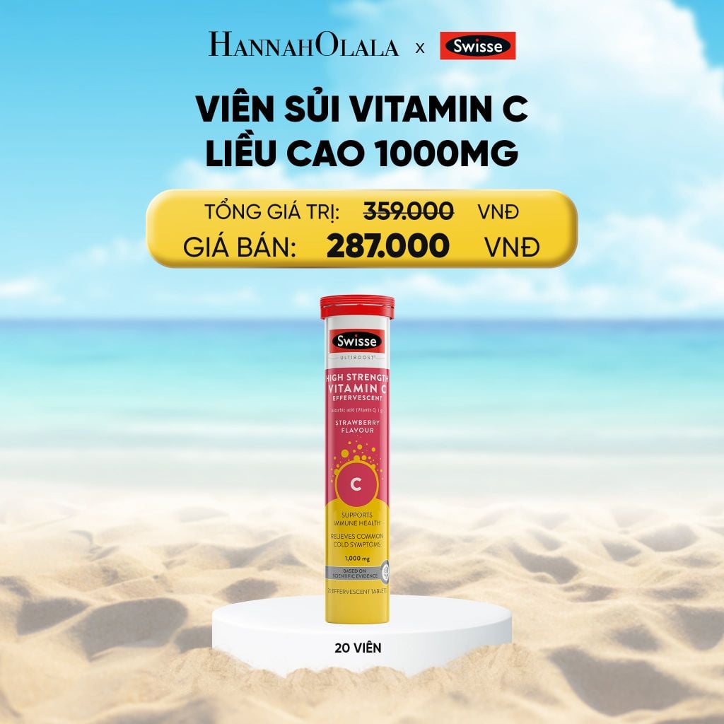  VIÊN SỦI VITAMIN C LIỀU CAO SWISSE HIGH STRENGTH VITAMIN C 1000MG EFFERVESCENT (20 VIÊN) 