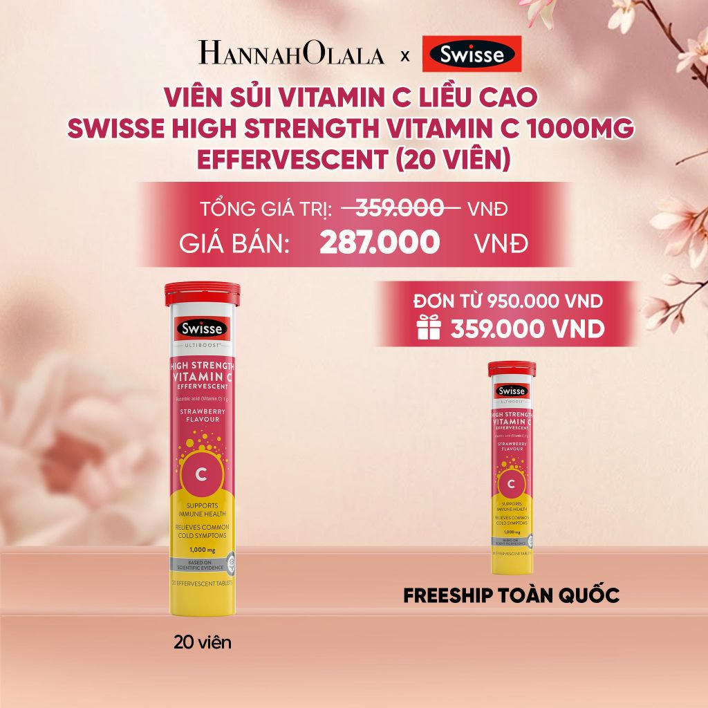  VIÊN SỦI VITAMIN C LIỀU CAO SWISSE HIGH STRENGTH VITAMIN C 1000MG EFFERVESCENT (20 VIÊN) _ DEAL 14 - A953 