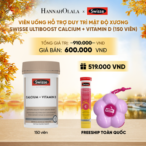  VIÊN UỐNG HỖ TRỢ DUY TRÌ MẬT ĐỘ XƯƠNG SWISSE ULTIBOOST CALCIUM + VITAMIN D (150 VIÊN) - E851 