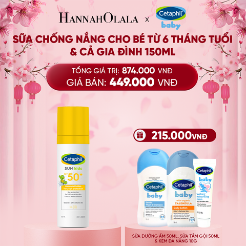 DEAL 9: SỮA CHỐNG NẮNG DỊU LÀNH CHO LÀN DA NHẠY CẢM CỦA BÉ CETAPHIL BABY SUN KIDS 150ML 