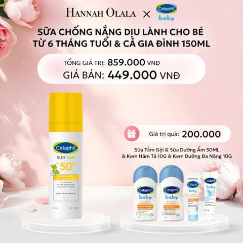  E425: DEAL 9: SỮA CHỐNG NẮNG DỊU LÀNH CHO LÀN DA NHẠY CẢM CỦA BÉ CETAPHIL BABY SUN KIDS 150ML 
