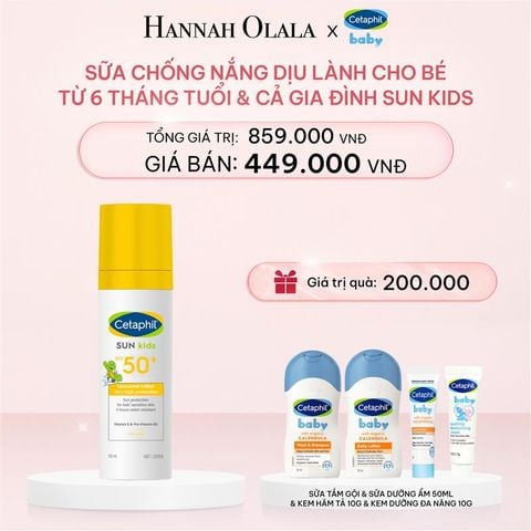  E449_DEAL 9: SỮA CHỐNG NẮNG DỊU LÀNH CHO LÀN DA NHẠY CẢM CỦA BÉ CETAPHIL BABY SUN KIDS 150ML 
