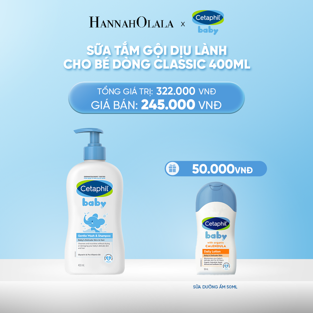  DEAL 19 : SỮA TẮM GỘI DỊU LÀNH CHO BÉ CETAPHIL BABY GENTLE WASH & SHAMPOO 400ML 