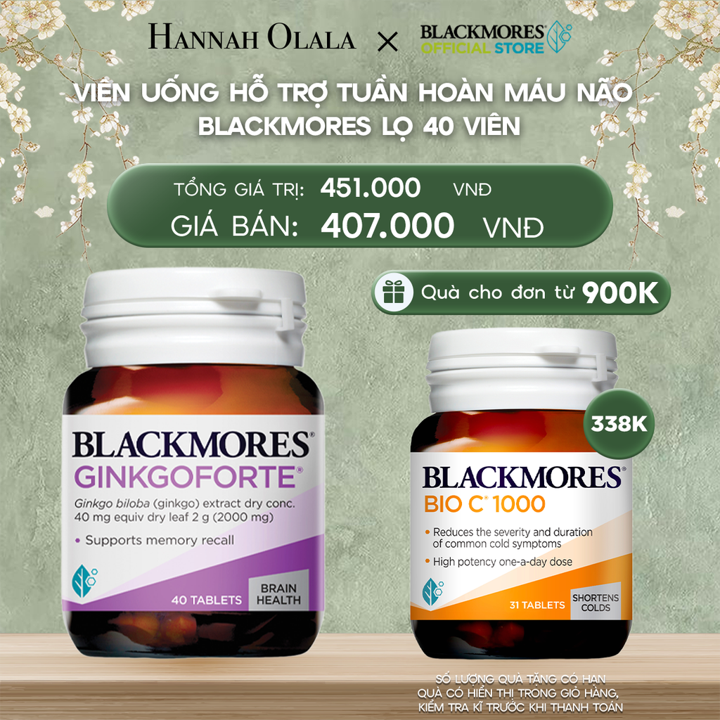  DEAL 3: VIÊN UỐNG HỖ TRỢ TUẦN HOÀN MÁU NÃO BLACKMORES GINKGOFORTE LỌ 40 VIÊN 