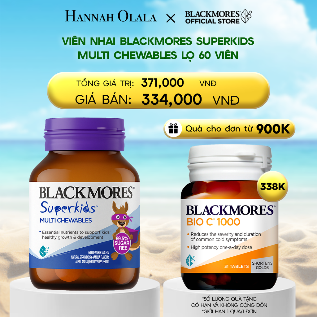  DEAL 10: VIÊN NHAI BLACKMORES SUPERKIDS MULTI CHEWABLES ÚC (LỌ 60 VIÊN) 