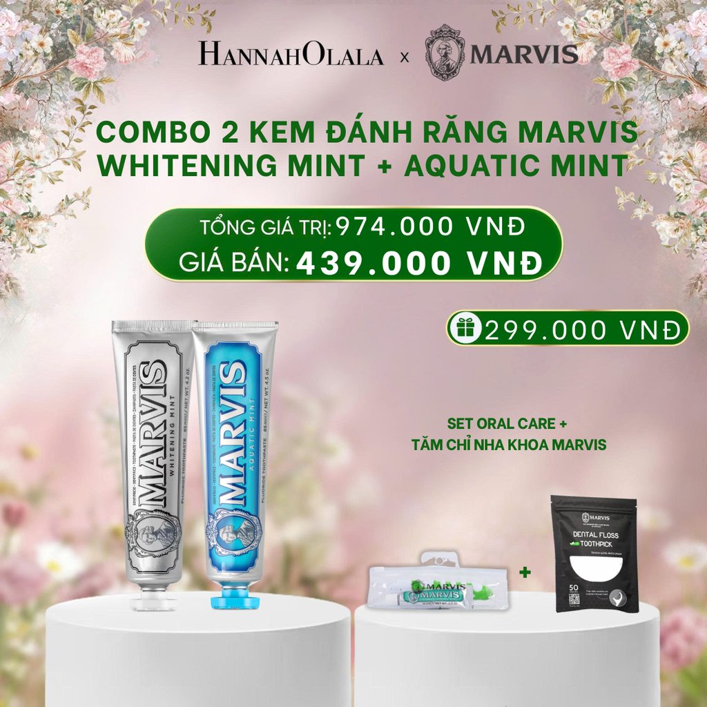  DEAL 2: COMBO 2 KEM ĐÁNH RĂNG MARVIS 75ML/85ML - LÀM SẠCH RĂNG, GIỮ HƠI THỞ THƠM MÁT 