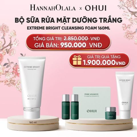  BỘ SỮA RỬA MẶT DƯỠNG TRẮNG OHUI EXTREME BRIGHT CLEANSING FOAM 160ML 