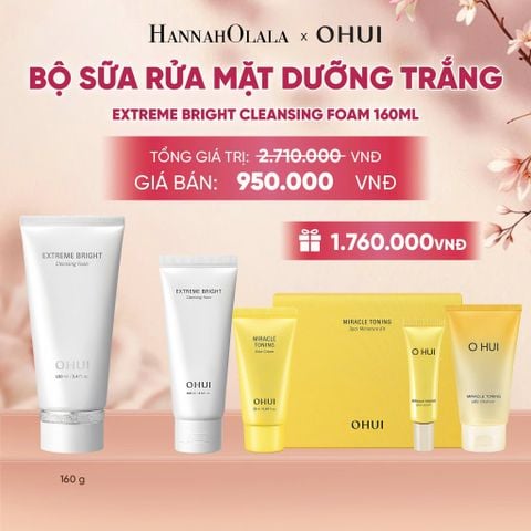  BỘ SỮA RỬA MẶT DƯỠNG TRẮNG OHUI EXTREME BRIGHT CLEANSING FOAM 160ML - A409 
