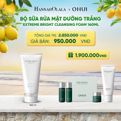  BỘ SỮA RỬA MẶT DƯỠNG TRẮNG OHUI EXTREME BRIGHT CLEANSING FOAM 160ML - A32 