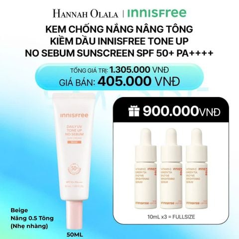  DEAL 1: [MỚI] KEM CHỐNG NẮNG NÂNG TÔNG KIỀM DẦU INNISFREE TONE UP NO SEBUM SUNSCREEN SPF 50+ PA++++_ A109 