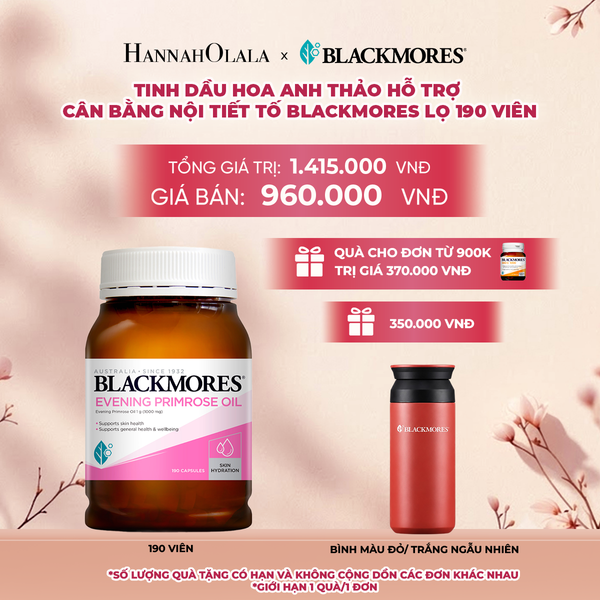  TINH DẦU HOA ANH THẢO HỖ TRỢ DA KHỎE MẠNH, DƯỠNG ẨM DA, GIẢM KHÔ DA BLACKMORES EVENING PRIMROSE OIL LỌ 190 VIÊN - A63 