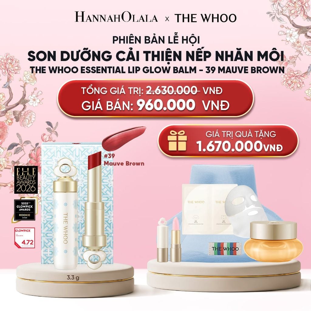  PHIÊN BẢN LỄ HỘI - BỘ SON DƯỠNG CẢI THIỆN NẾP NHĂN MÔI THE WHOO ESSENTIAL LIP GLOW BALM - 39 MAUVE BROWN 